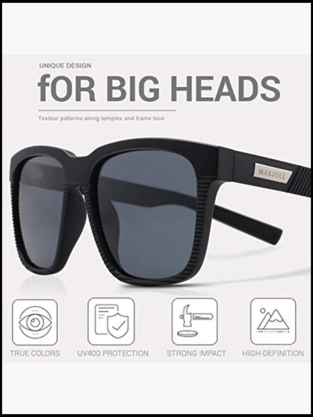 Polarized Sunglasses for Big Heads Men Women Oversized Fit XL TR90 Frame